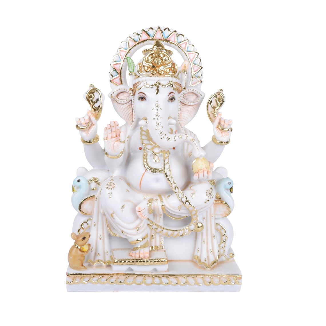 Pure Makrana Cultured Marble Ganesha 15 Inch Embossed 2