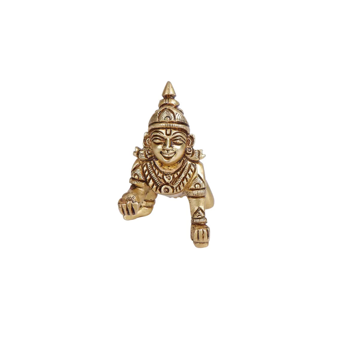 Brass Bal Krishna Laddu Gopal Statue 3 Inch 6