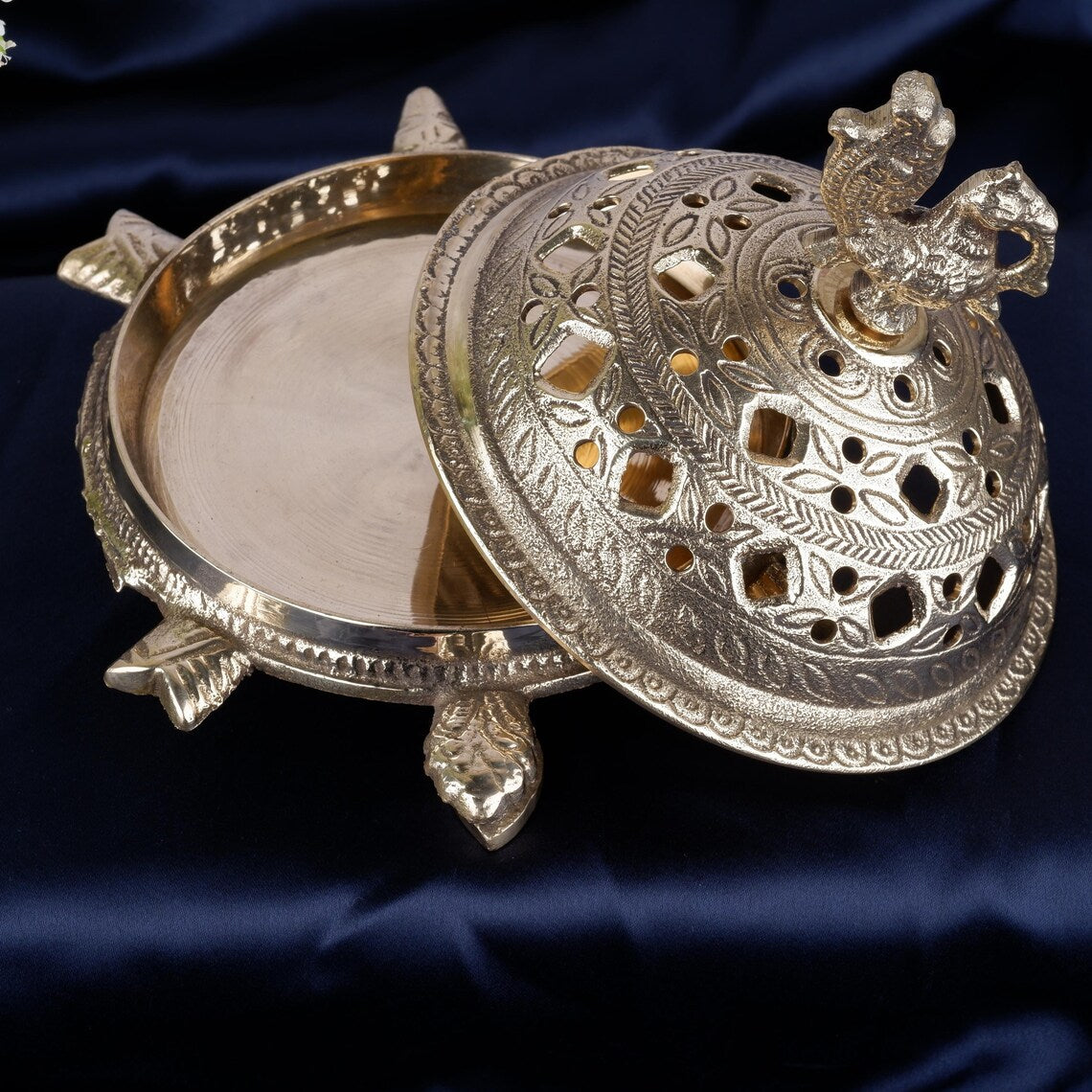 Brass Peacock Incense Burner Dhoop Holder 3