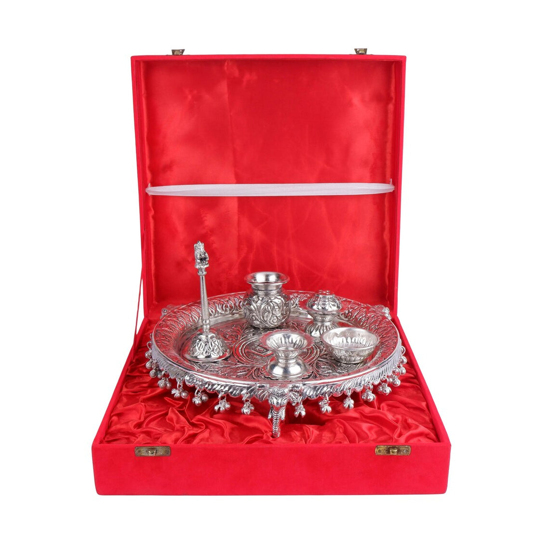 German Silver Pooja Thali Set 10 Inch 1