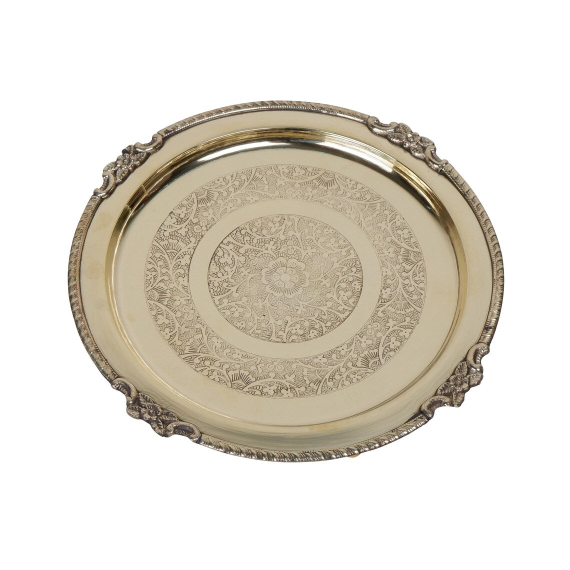 Brass Pooja Thali 12 and 8 Inch Arti Puja Plate 3