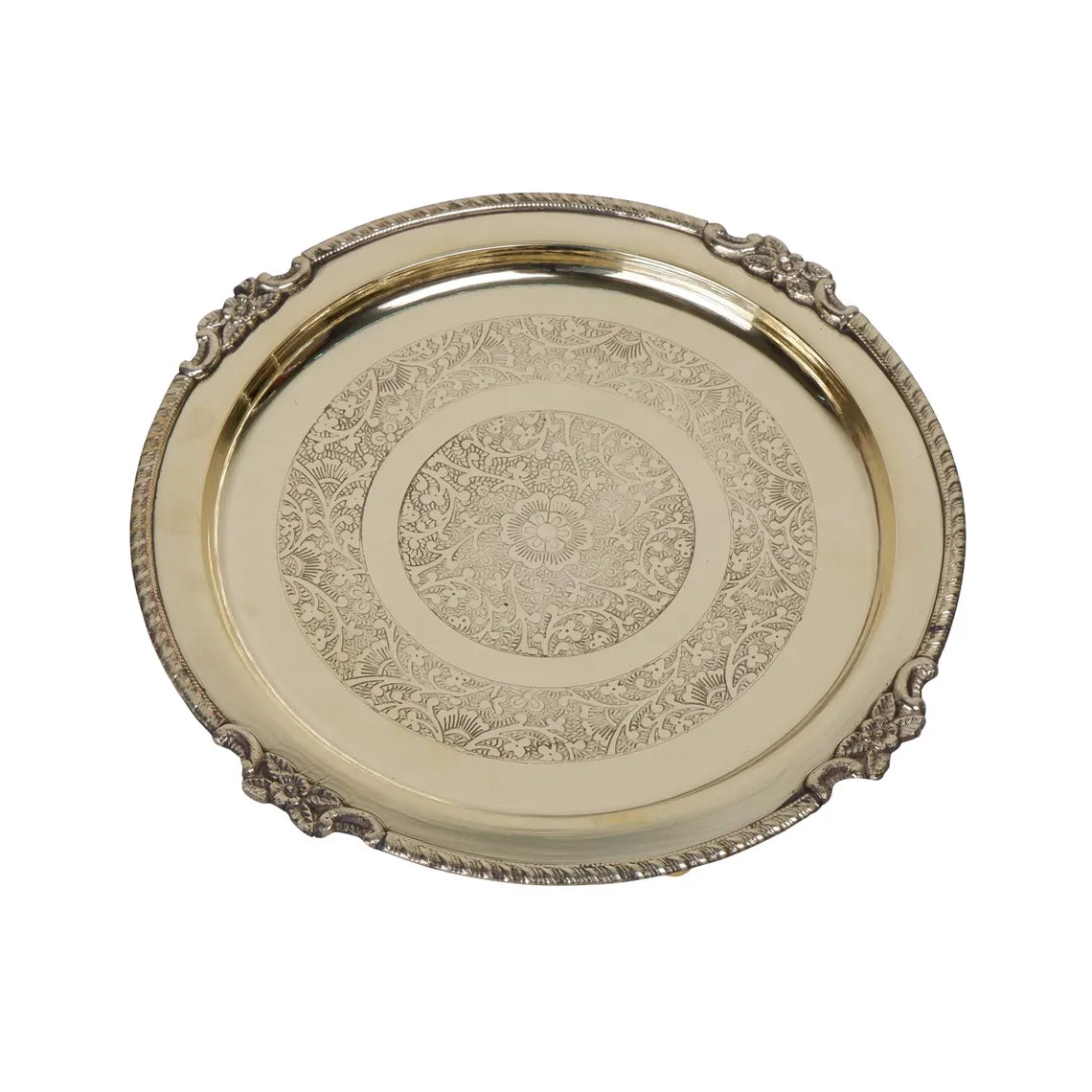 Brass Puja Thali Aarti Plate 12 and 8 Inch 5