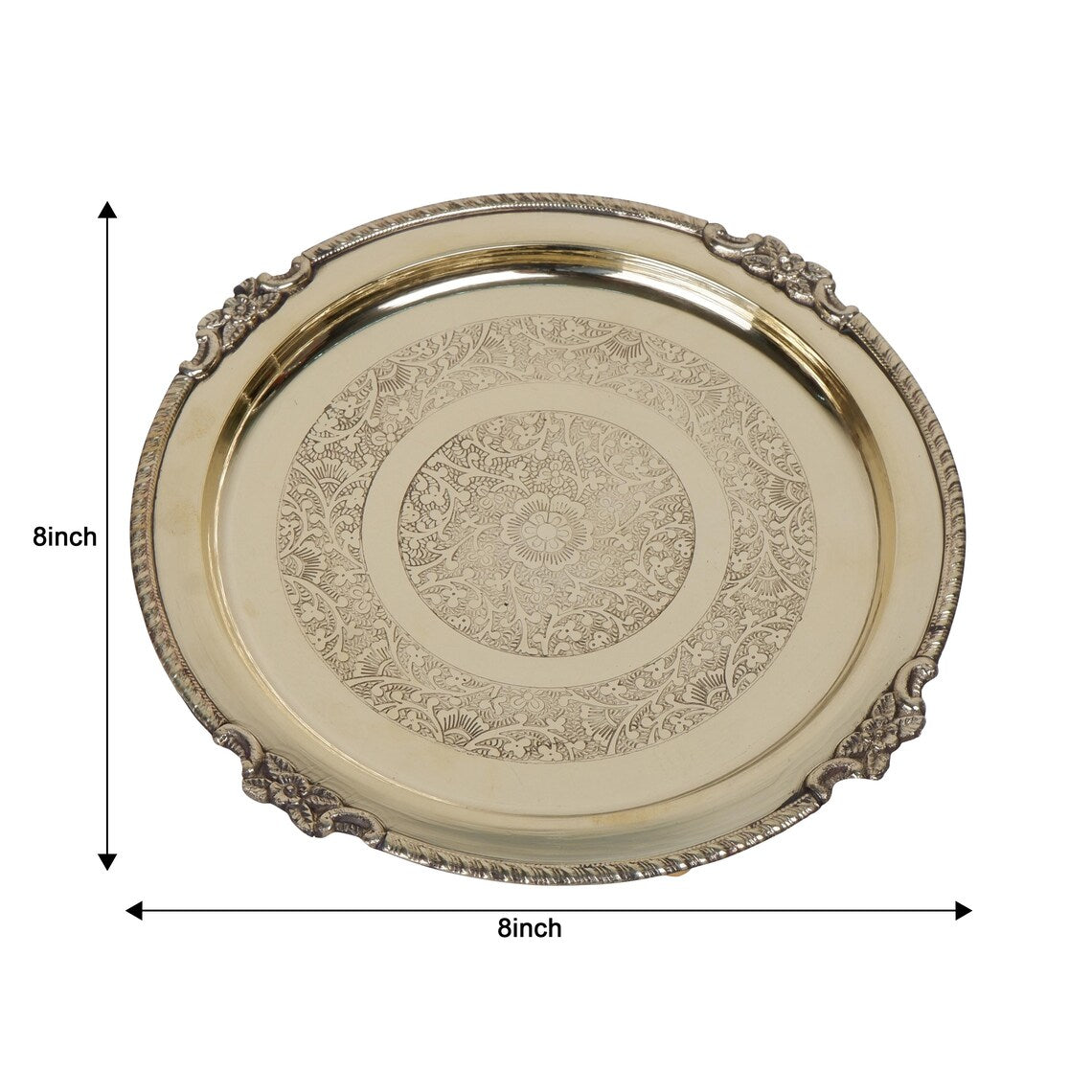 Brass Pooja Thali 12 and 8 Inch Arti Puja Plate 2