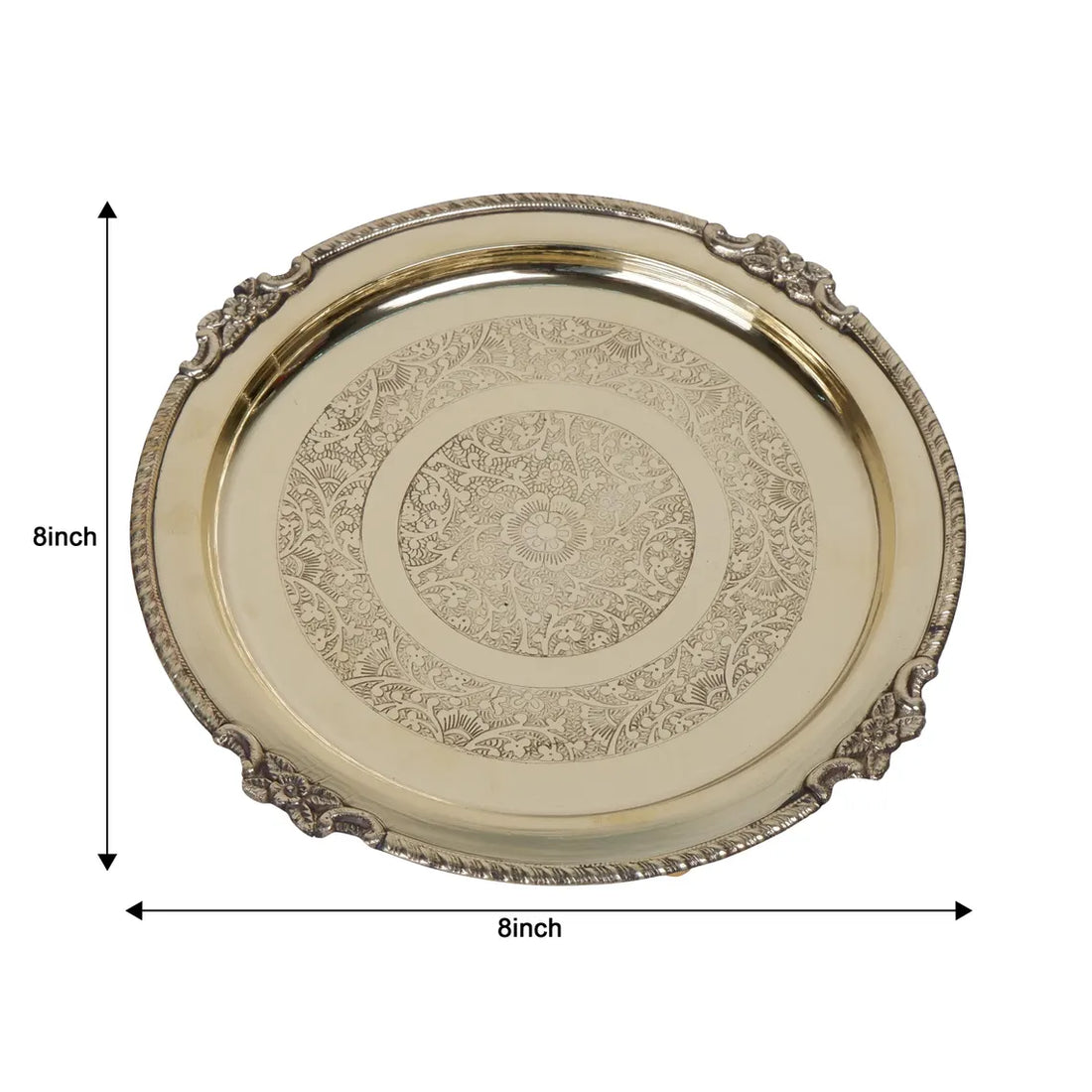Brass Puja Thali Aarti Plate 12 and 8 Inch 1