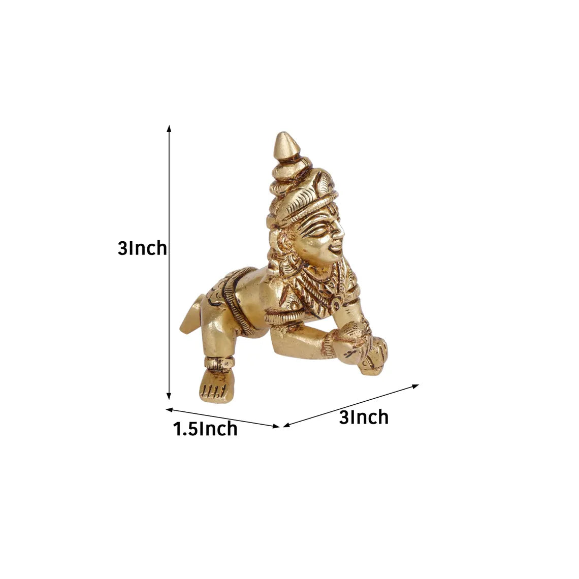 Brass Bal Krishna Laddu Gopal Statue 3 Inch 2