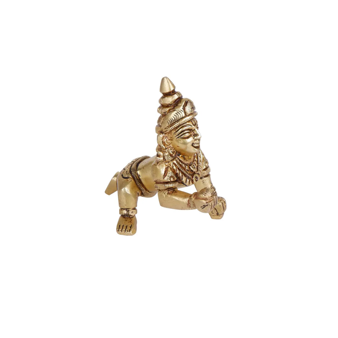 Brass Bal Krishna Laddu Gopal Statue 3 Inch 4