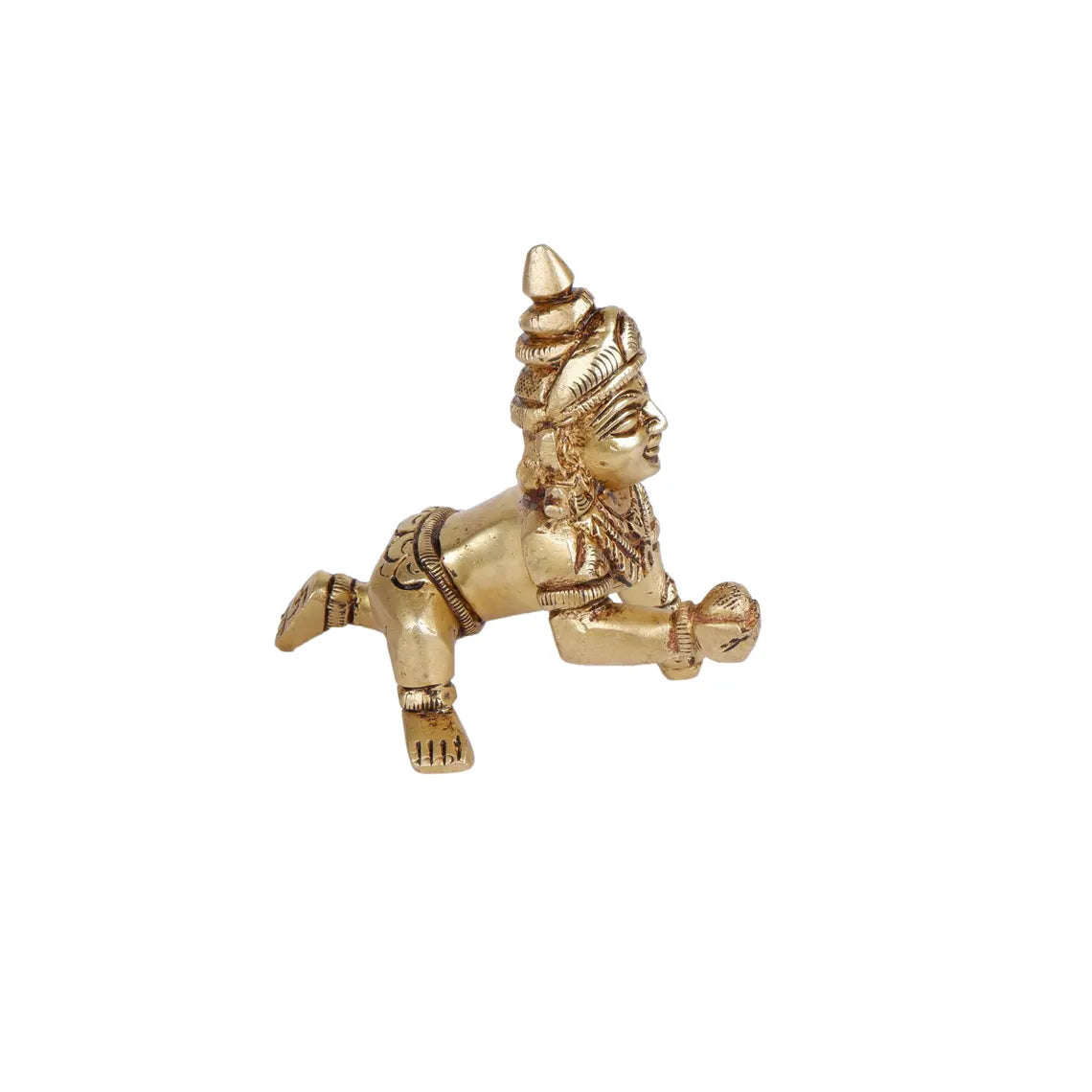 Brass Bal Krishna Laddu Gopal Statue 3 Inch 3