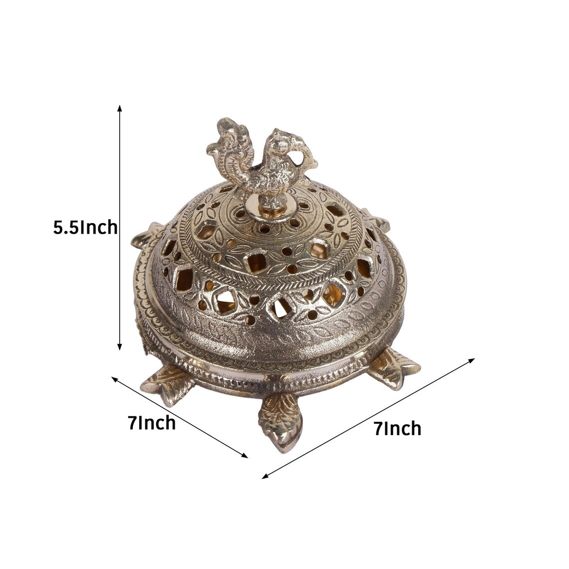 Brass Peacock Incense Burner Dhoop Holder 2