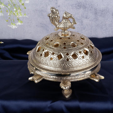 Brass Peacock Incense Burner Dhoop Holder 1