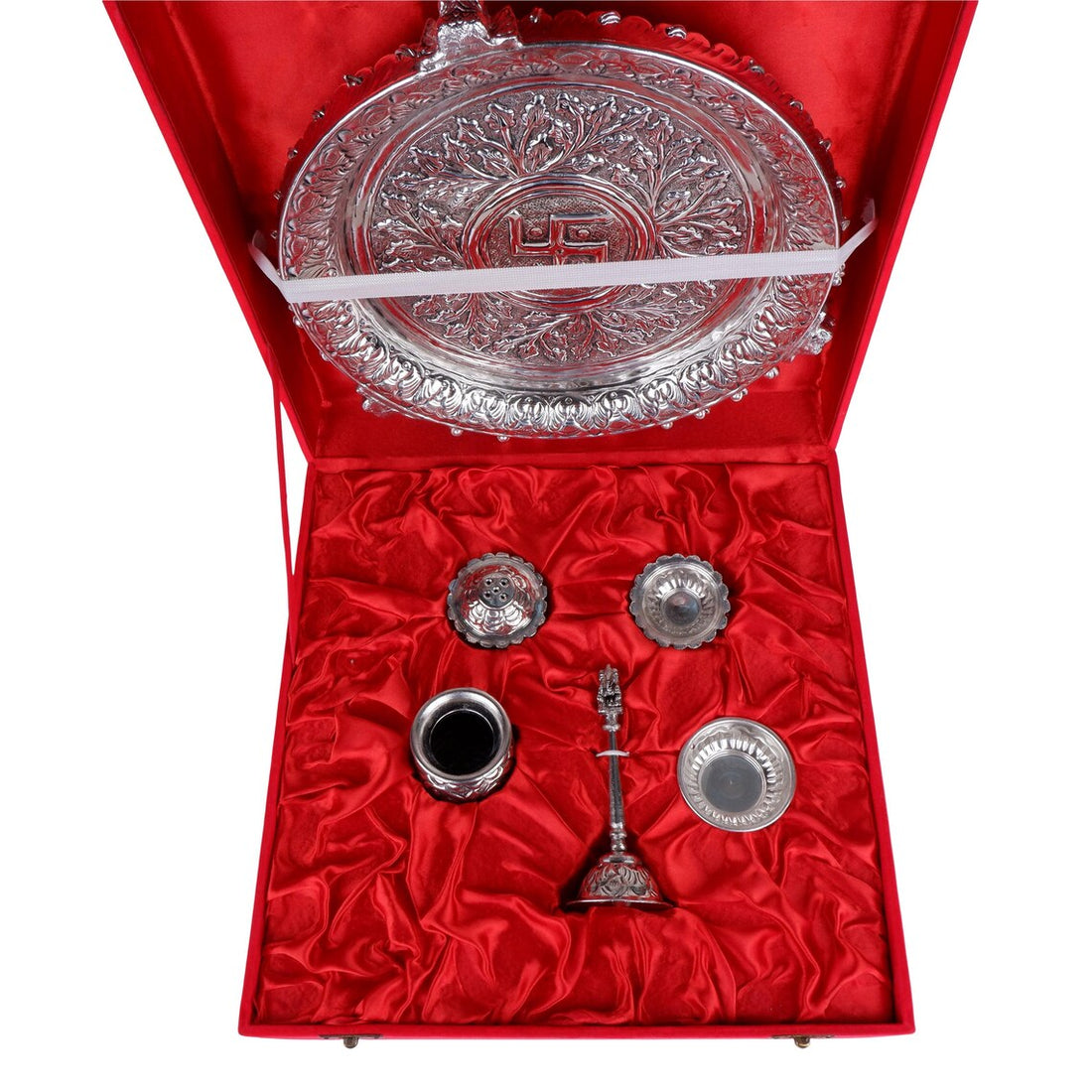 German Silver Pooja Thali Set 10 Inch 1