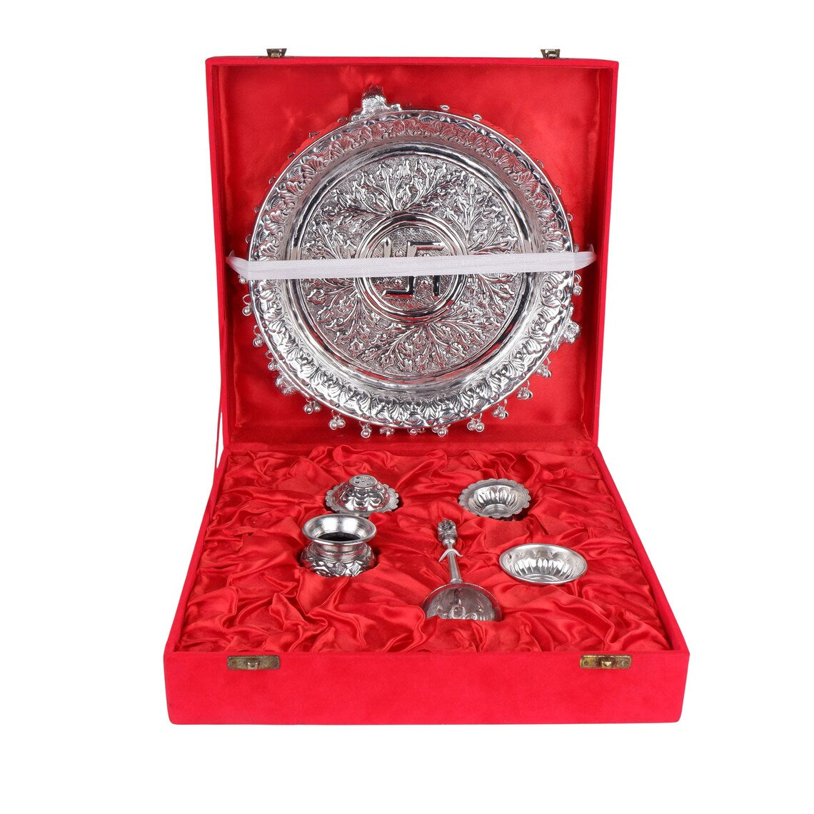 German Silver Pooja Thali Set 10 Inch 4