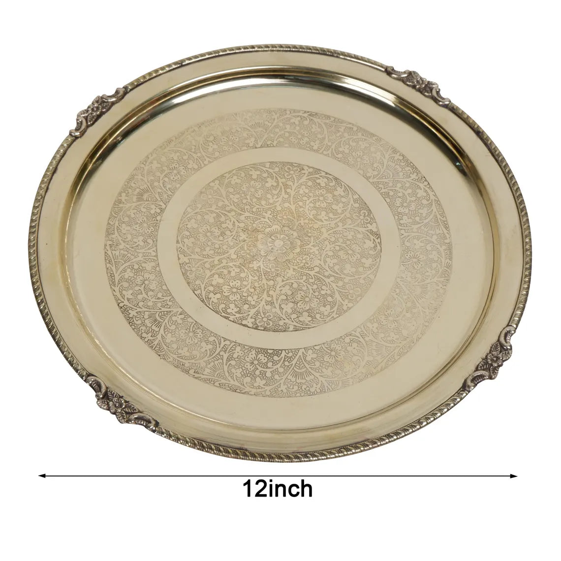 Brass Puja Thali Aarti Plate 12 and 8 Inch 4
