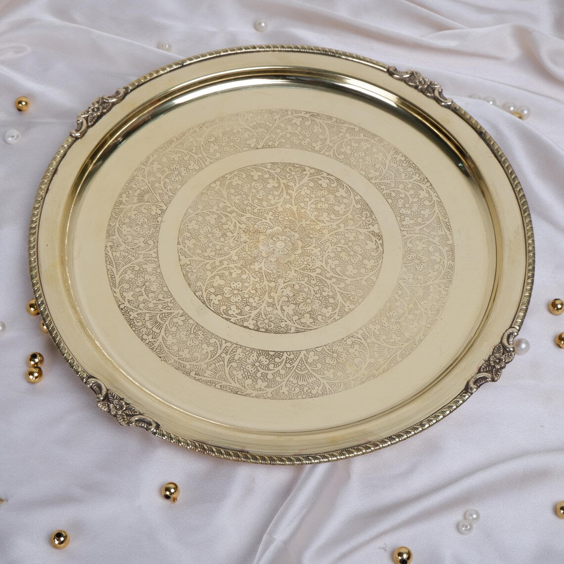 Brass Pooja Thali 12 and 8 Inch Arti Puja Plate 4