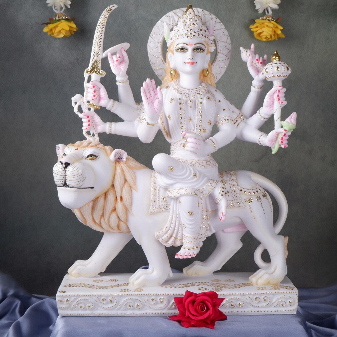 Pure Makrana Cultured Marble Durga Statue 3