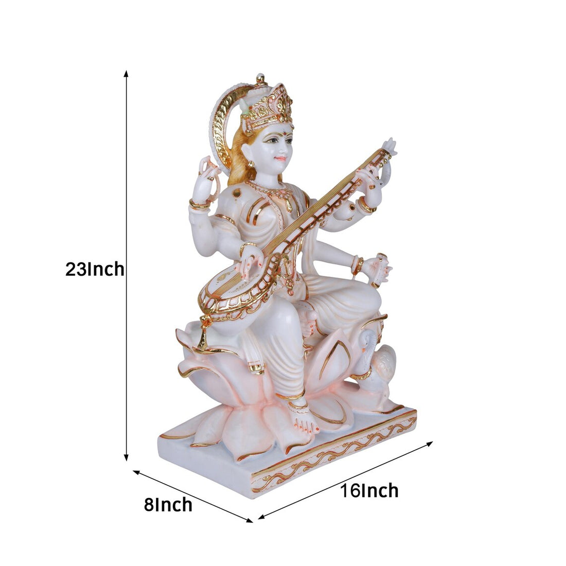 Pure Makrana Cultured Marble Saraswati Statue 23 Inch 1