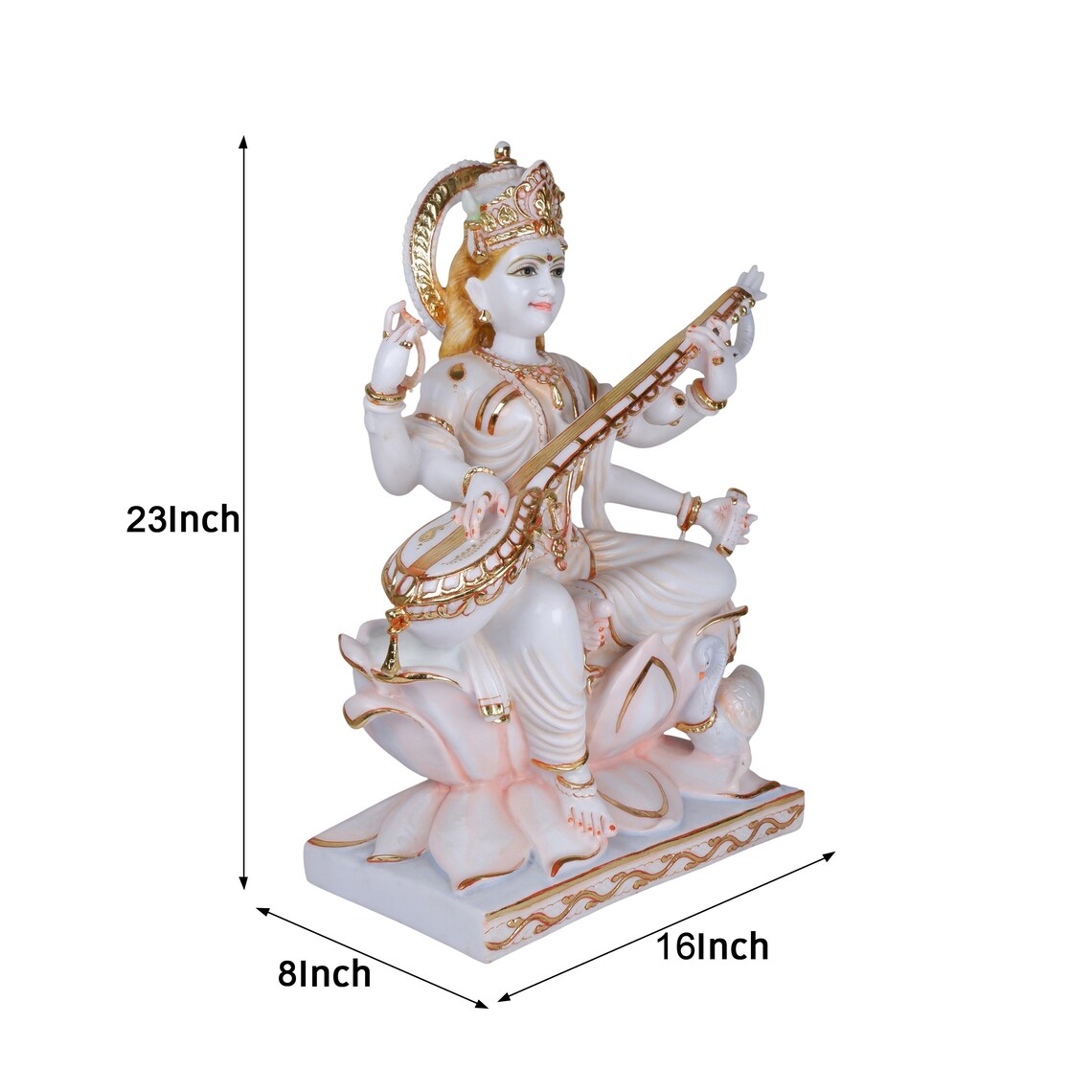 Pure Makrana Cultured Marble Saraswati Statue 23 Inch 2