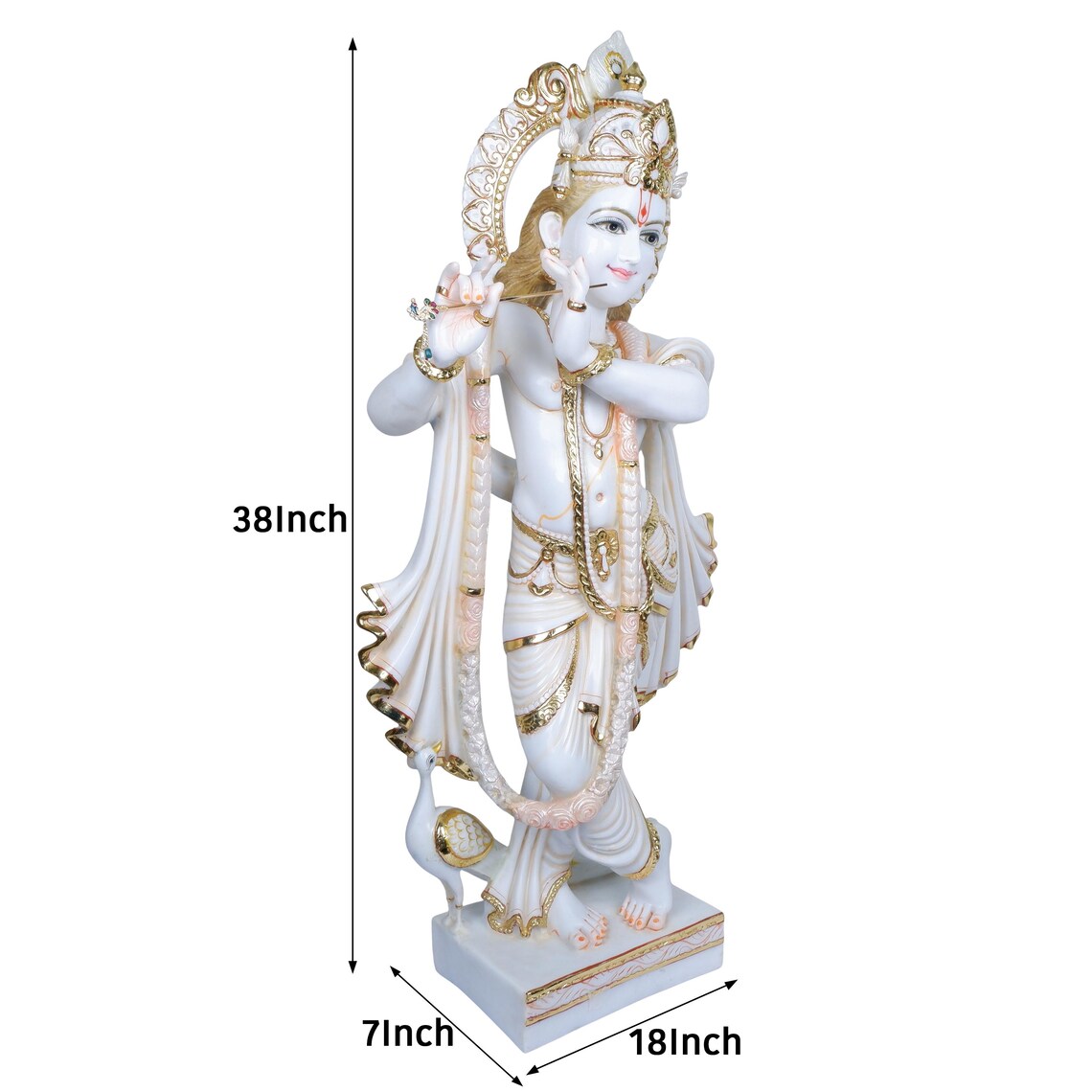Pure Makrana Cultured Marble Radha Krishna Statue 38 Inch 2