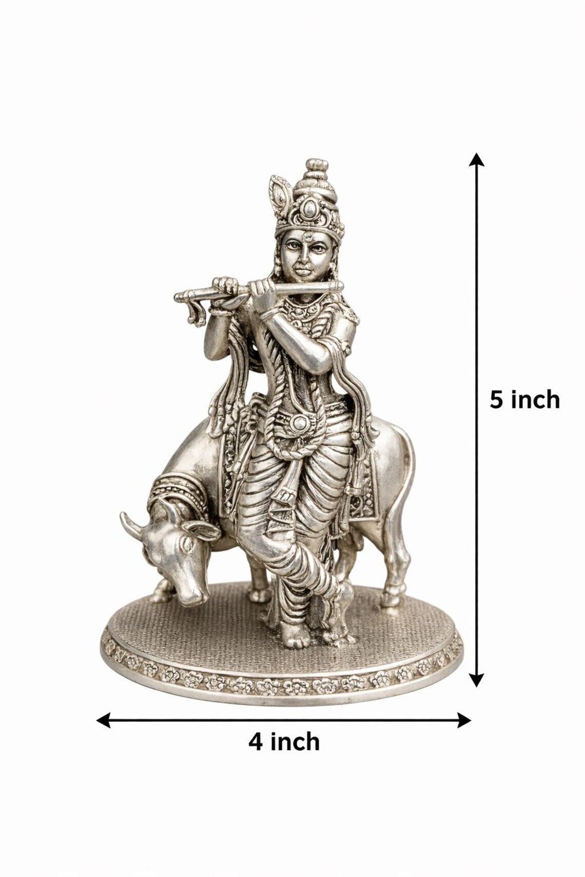 German Silver Krishna Statue 5 Inch 5