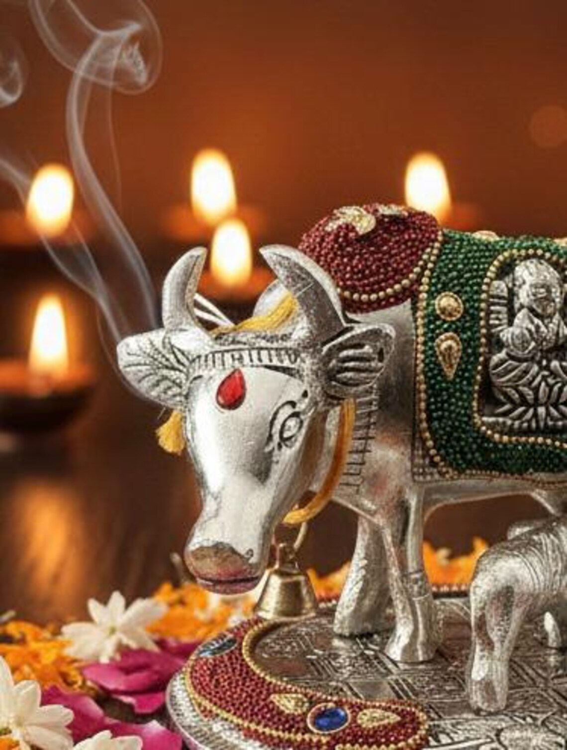German Silver Kamadhenu Bal Gopal Statue 4