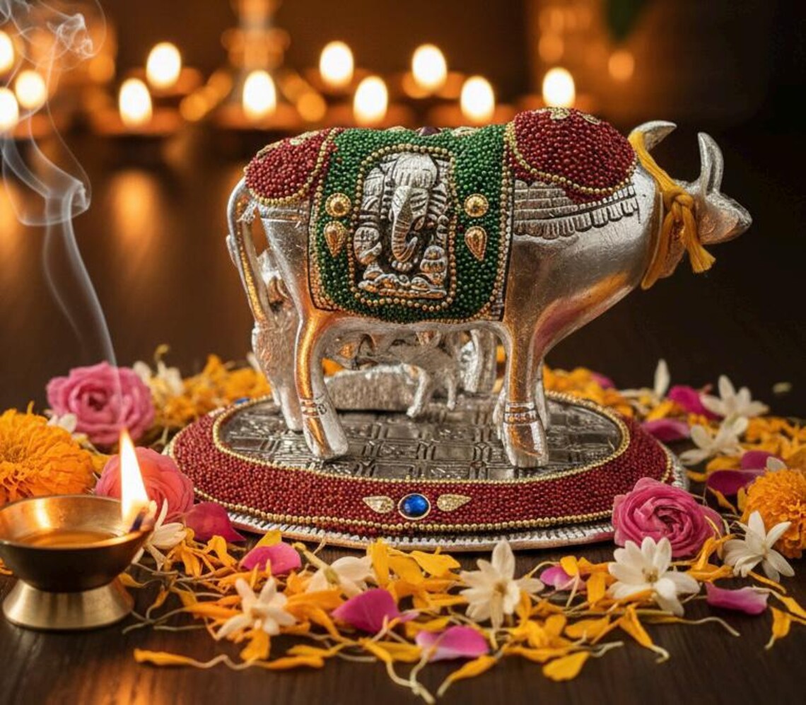 German Silver Kamadhenu Bal Gopal Statue 2