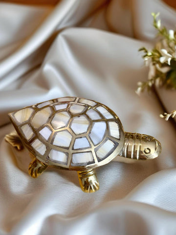 Brass Turtle Trinket Box Mother of Pearl 1