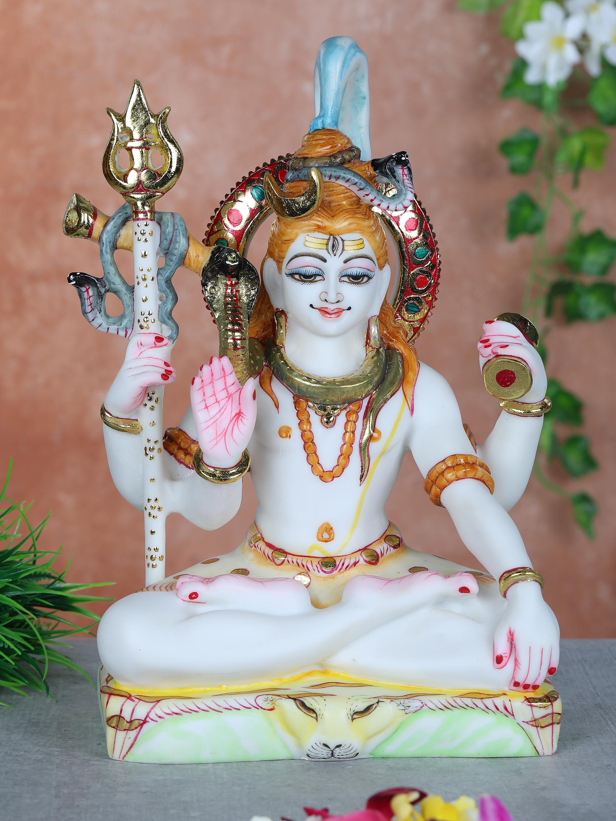 Pure Makrana Cultured Marble Shiva Statue 12 Inch 11