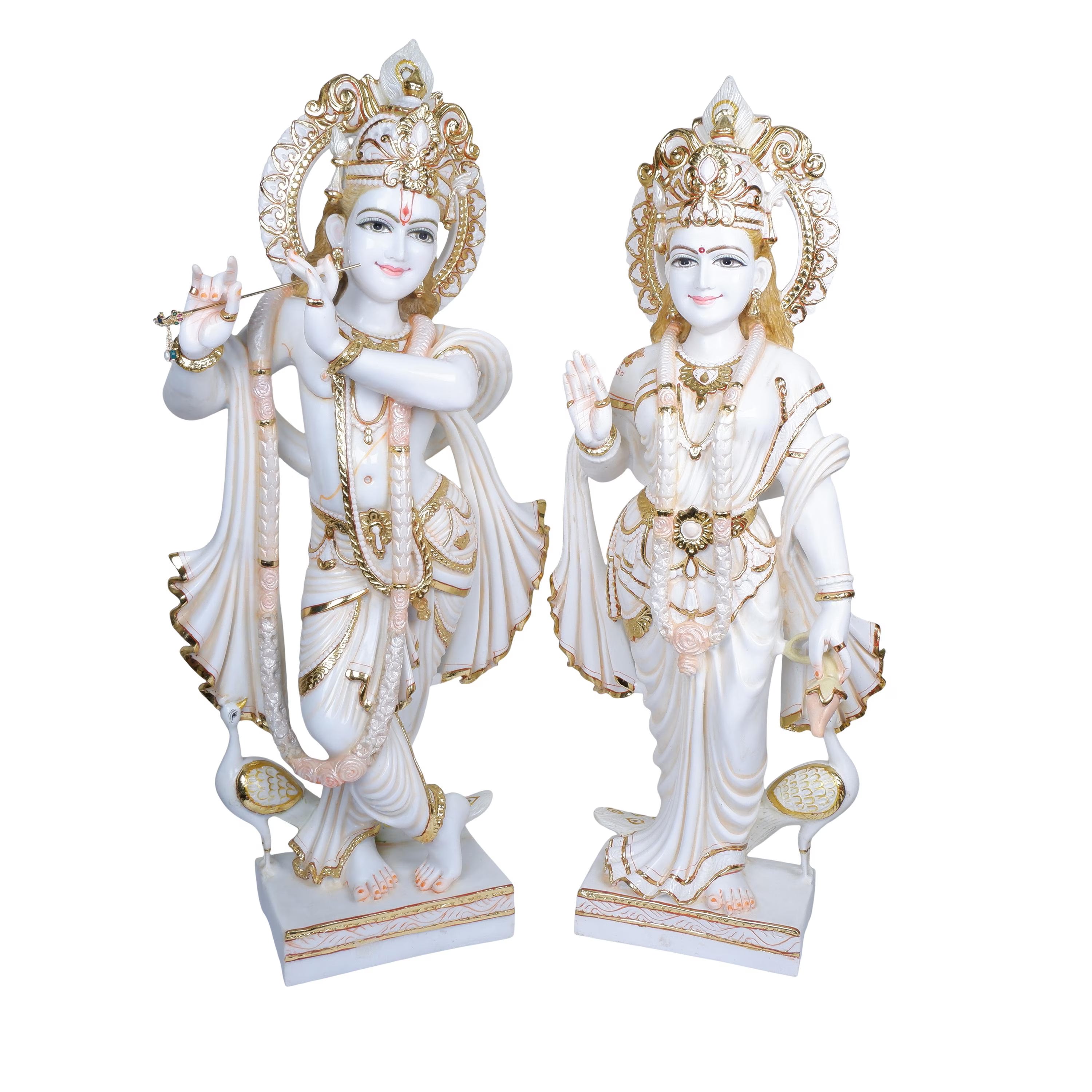 Pure Makrana Cultured Marble Radha Krishna Statue 38 Inch 1