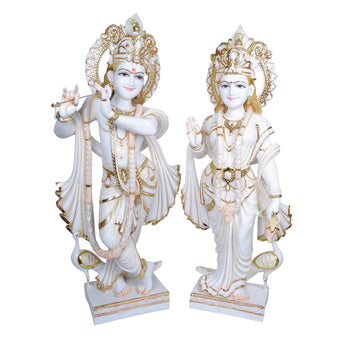 Pure Makrana Cultured Marble Radha Krishna Statue 38 Inch 1