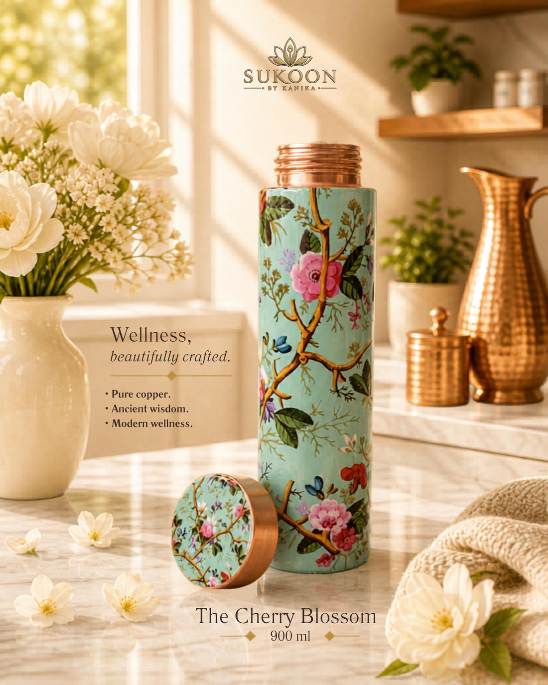 Ayurvedic Copper Water Bottle 900ml 1