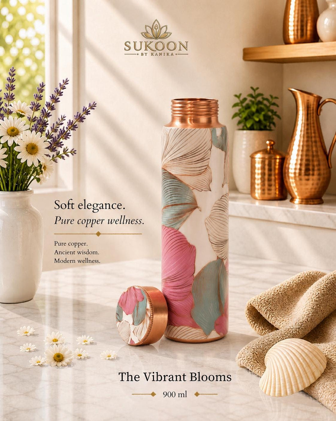 Copper Water Bottle 900ml 1