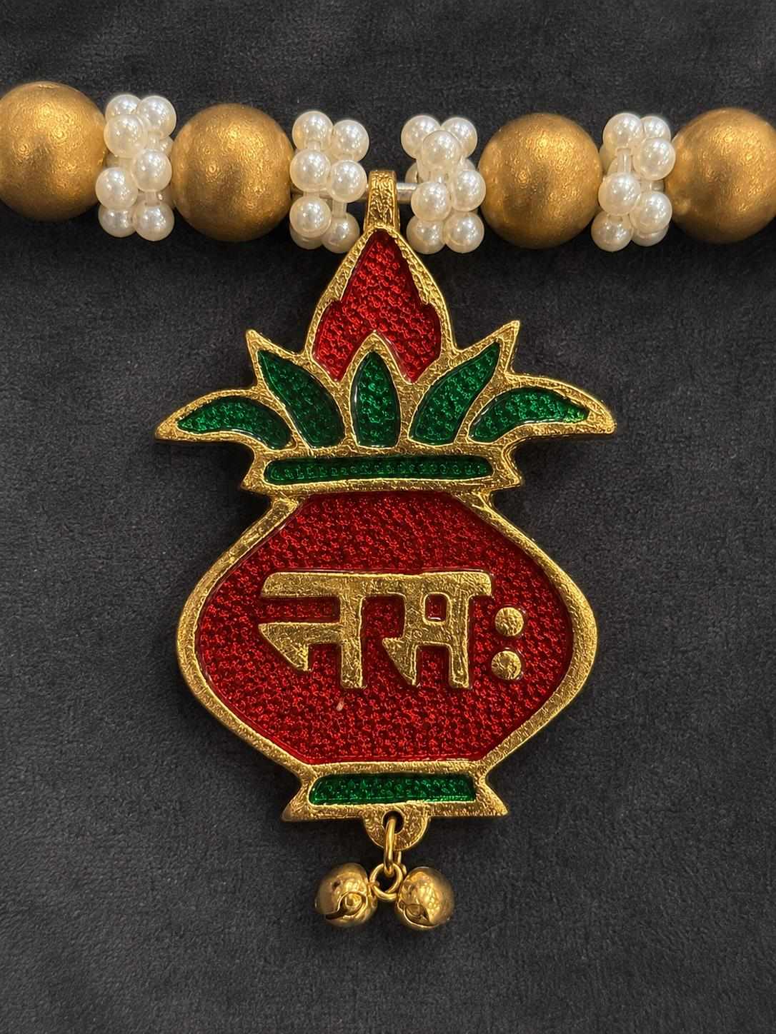 Shubh Labh Ganesha Kalash Door Toran 40" | Gold Pearl Indian Bandhanwar | Diwali Ganpati Puja Janmashtami Pongal Mandir Entrance Decor
